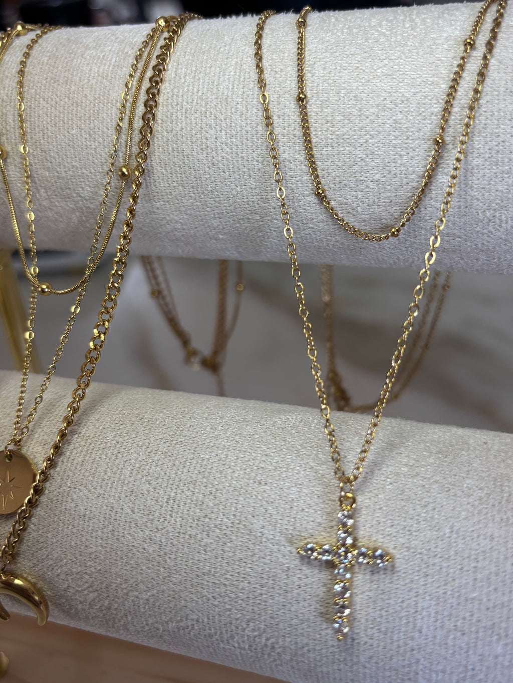 Double Cross Layered Necklace